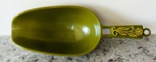 Vintage Retro Plastic Olive Green Scoop/ Measuring Flour Spoon [vhtf] (euc)