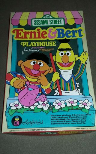 Vintage Sesame Street Ernie & Bert Playhouse Colorforms Incomplete 1986