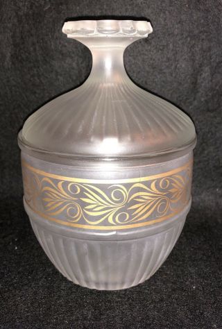 Vintage Art Deco Frosted Block Optic Depression Glass Sugar Bowl