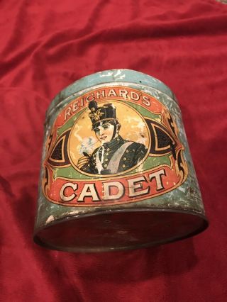 Vintage Reichard’s Cadet Cigar Tin,  5 Cent Corona’s,  Pennsylvania Factory.