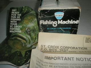 ST.  CROIX VINTAGE FISHING MACHINE ROD & REEL AND PAPERS 4
