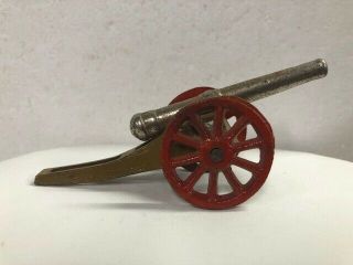 Vintage Grey Iron 24 Cannon On Wheels Manoil Barclay Toy Soldier Military War