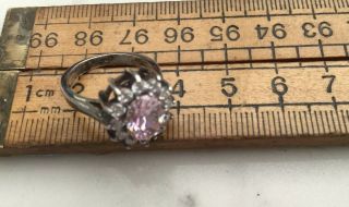 A Vintage Silver Ring With Cz And Pink Crystal Stones