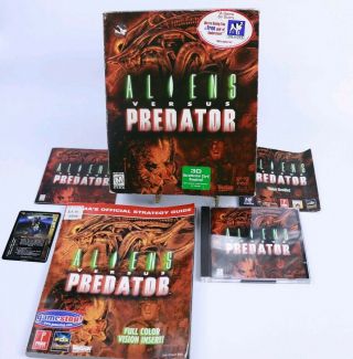 Vintage 1999 Aliens Versus Predator Pc Cd - Rom Windows 98/95,  Strategy Guide