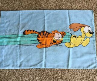 Vintage Garfield The Cat And Odie The Dog Pillowcase Jim Davis 1978