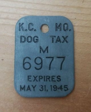 Vintage Kansas City Missouri K.  C.  Mo.  Dog Tax Tag,  License 1945
