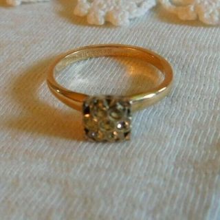 Vintage 10k Gf And Sterling Crystal Ladies Ring,  Size 9,  Gift Box,  Signed