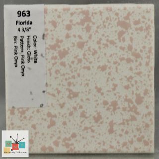 Mmt - 963 Vintage Ceramic Ft Tile White Glossy Pink Onyx