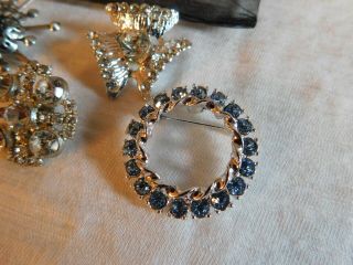 Vintage Set of 4 Rhinestone Pins Brooches 1 Signed Gerrys 3