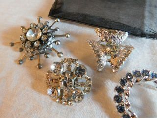 Vintage Set of 4 Rhinestone Pins Brooches 1 Signed Gerrys 4