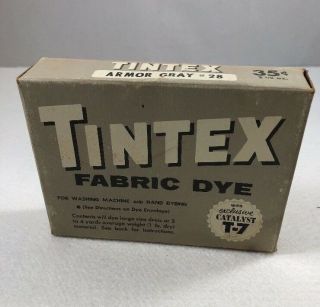 Vintage Tintex Fabric Dye 2 Oz Box Easy Hand Or Machine Dye - Armor Gray 28