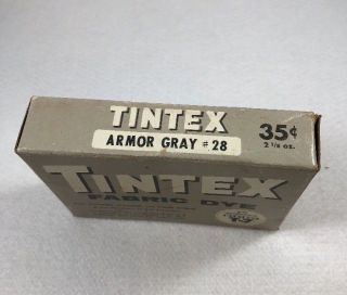 VINTAGE TINTEX FABRIC DYE 2 OZ BOX EASY HAND OR MACHINE DYE - Armor Gray 28 2