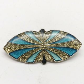 Vintage Art Deco Pierre Bex Style Bright Blue Enamel Ladies Pin Brooch