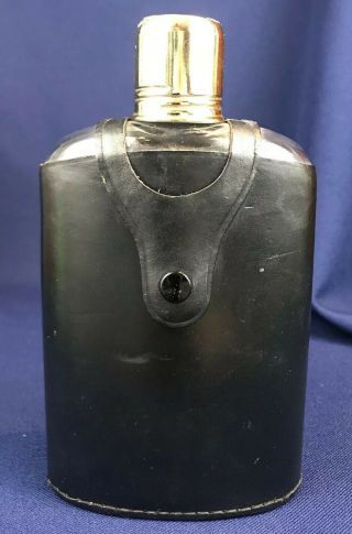 Vintage Leather Glass Flask Top Grain Cowhide Made In England Shot Glass