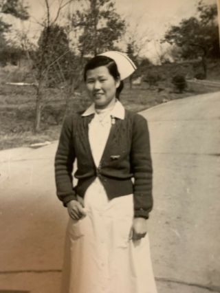 Vintage 1950 ' s KOREAN WAR US Army Military Soldier Photo Picture Korean Nurse 2