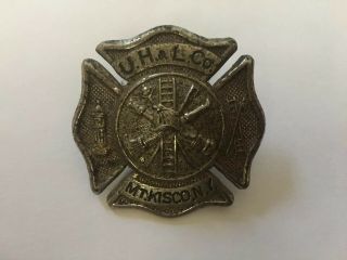 Vintage Fire Badge U.  H.  &l.  Co.  Mt.  Kisco,  N.  Y.  C.  G.  Braxmar Co N.  Y.