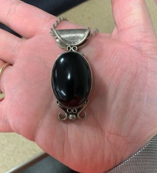 Large Vintage Sterling Silver (925) And Black Onyx Necklace