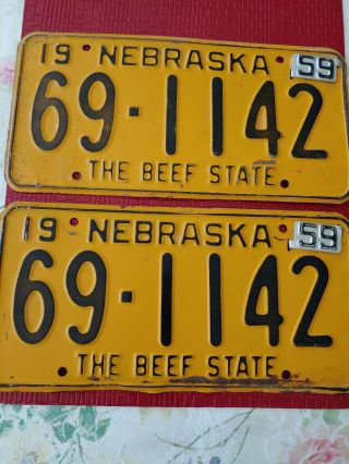 1959 Vintage Nebraska The Beef State License Plate
