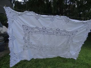 Pretty Vintage Battenburg Lace Tablecloth