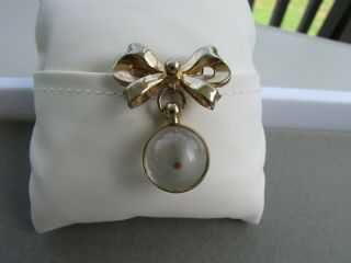 1950s Vintage Coro Transparent Lucite Mustard Seed Brooch Pin,  Gold Tone Bow