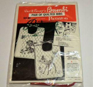 Vtg Walt Disney Bambi Thumper Quilted Bibs Kit Paragon 522 Parts Complete