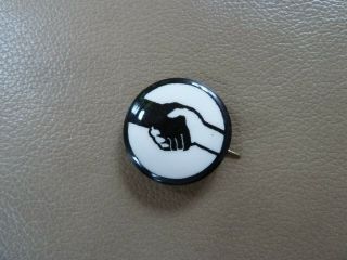 Vintage Pinback Button - Black White Handshake