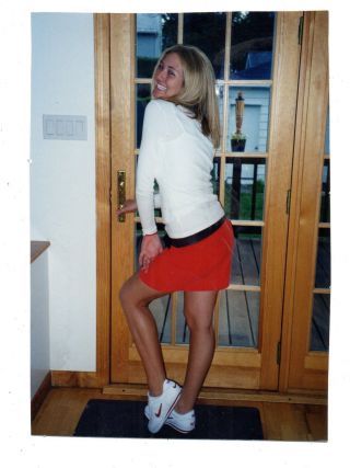 Vintage Photo Beautifu Young Woman,  Sexy Fun Pose,  Legs,  Skirt,  1990 