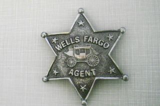 Vintage Wells Fargo Metal Star Shape Agent Badge 2 Inches Wide