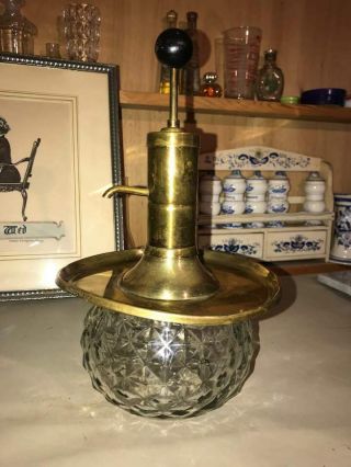 Vintage Fancy Brass And Diamond Glass Soap Dispenser Pump Table Top 3