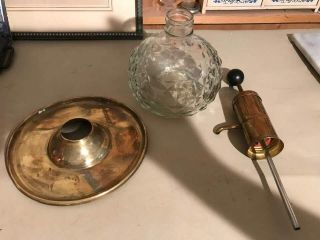 Vintage Fancy Brass And Diamond Glass Soap Dispenser Pump Table Top 5