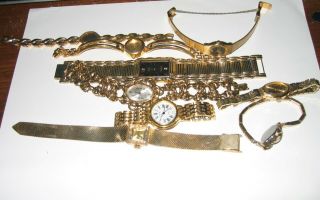 Junk Drawer Watches Gold Plated Vintage (ladies Watches)