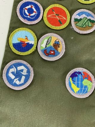Vintage Boy Scouts Sash with 13 Merit Badge Patches BSA Fish Fire Swim Camping 4