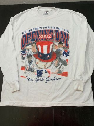 Vintage York Yankees 2002 Opening Day L/s T - Shirt Sz Xl Jeter Rivera Posada