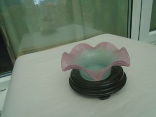 Stunning Small Vintage Hand Blown Vasart Glass Bowl Pink & Green Take A Look