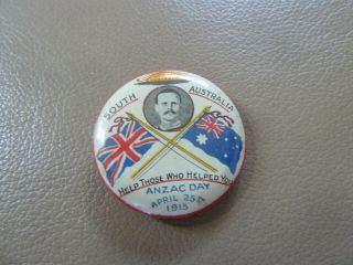 Vintage Pinback Button - Anzac Day April 25th 1915 - South Australia