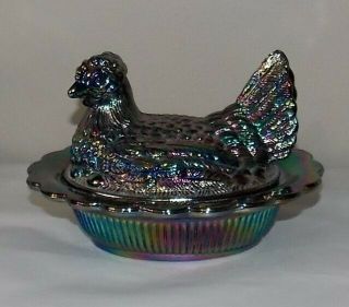 Vintage Mosser Carnival Glass Medium Hen On The Nest Covered Dish