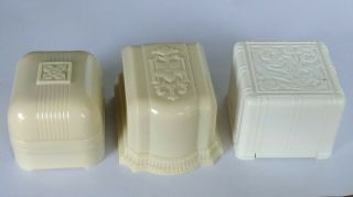 3 Vintage Deco Style Celluloid Plastic Ring Boxes