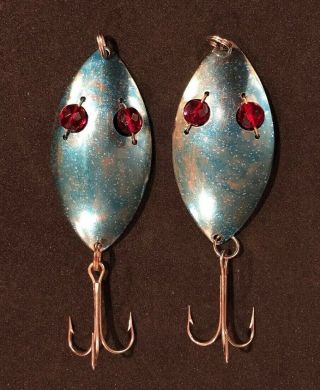 Two Vintage Red Eye Wiggler Fishing Spoons