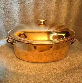 Vintage Hall Golden Glo 22kt Gold Oval 10 Inch Casserole Dish With Lid
