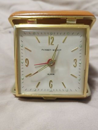 Vintage Phinney Walker Wind Up Travel Alarm Clock Japan Work
