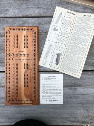 Vintage Drueke Cribbagemaster Wooden Cribbage Board No.  1950 Usa 15 1/2 "