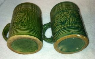 (2) Vintage McCoy Pottery 1920 ' s Green Grape Mug Tankard Stoneware Stein 4