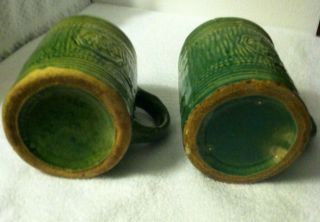(2) Vintage McCoy Pottery 1920 ' s Green Grape Mug Tankard Stoneware Stein 5
