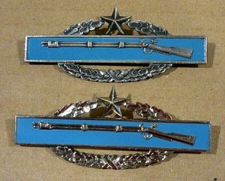 2 Vintage C.  I.  B 2nd Award Combat Infantry Pin Gemsco W/ Acorns Army Spec.  Forces
