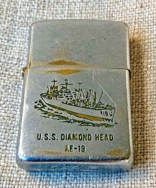 Collectible Zippo Vintage Us Navy Ship Uss Diamond Head Ae - 19 Lighter Militaria