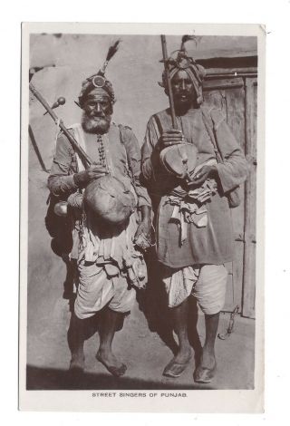 Vintage Rp Postcard Street Singers Of Punjab,  India.