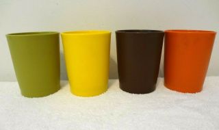 4 Tupperware Tumblers Harvest Colors Glasses Cups 6 Oz Juice Vtg " F " 1251
