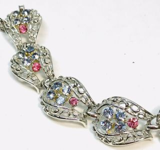 Vintage Coro Pink & Blue Rhinestone Bracelet Such A Beauty