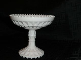 Vintage Jeanette Shell Pink Milk Glass Windsor Compote 5.  5 " Tall