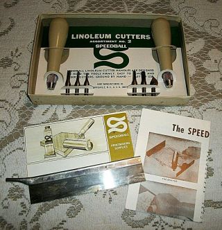 Speedball Linoleum Cutters Assortment No.  2 Vintage W/extra Blade